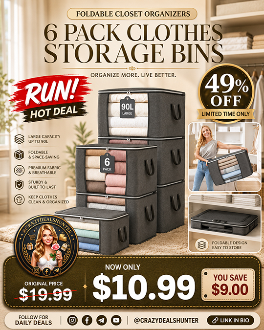 6 Pack Clothes Storage Bins Only $10.99 (Regularly $19.99)