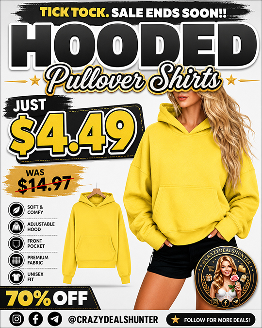Hooded Pullover Shirts Only $4.49 (Regularly $14.97)