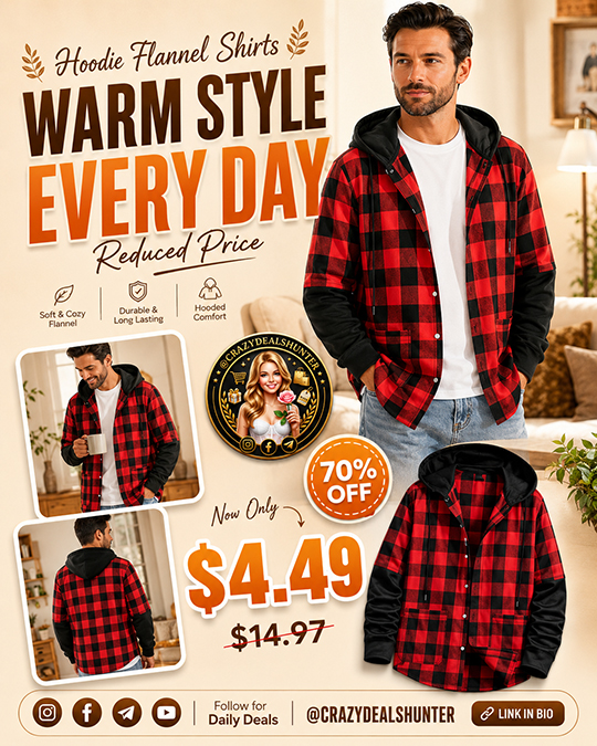 Hoodie Flannel Shirts Only $4.49 (Regularly $14.97)