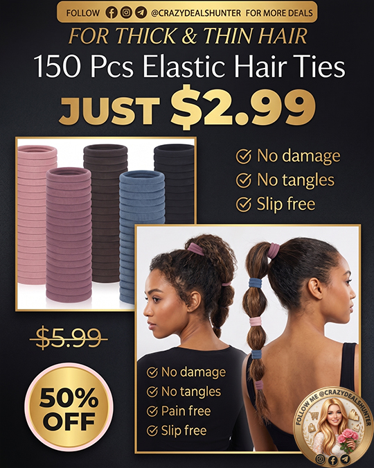 150 Pcs Elastic Hair Ties Only $2.99 (Regularly $5.99)