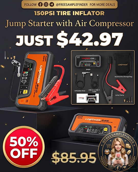 Jump Starter with Air Compressor Only $42.97 (Regularly $85.95)