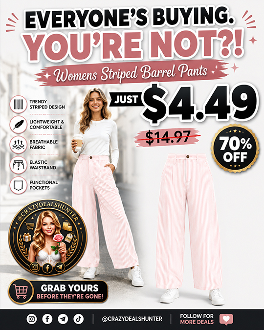 Womens Striped Barrel Pants Only $4.49 (Regularly $14.97)