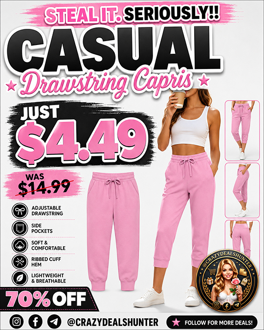Casual Drawstring Capris Only $4.49 (Regularly $14.99)
