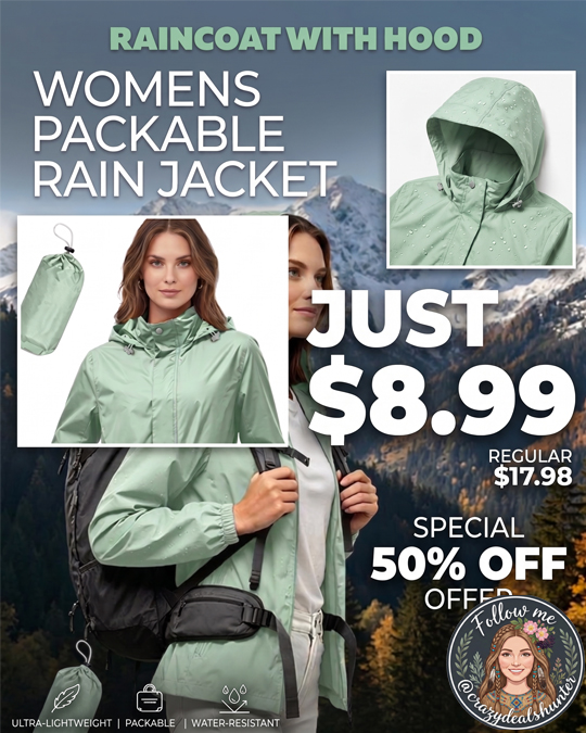 Womens Rain Jacket Only $8.99 (Regularly $17.98)