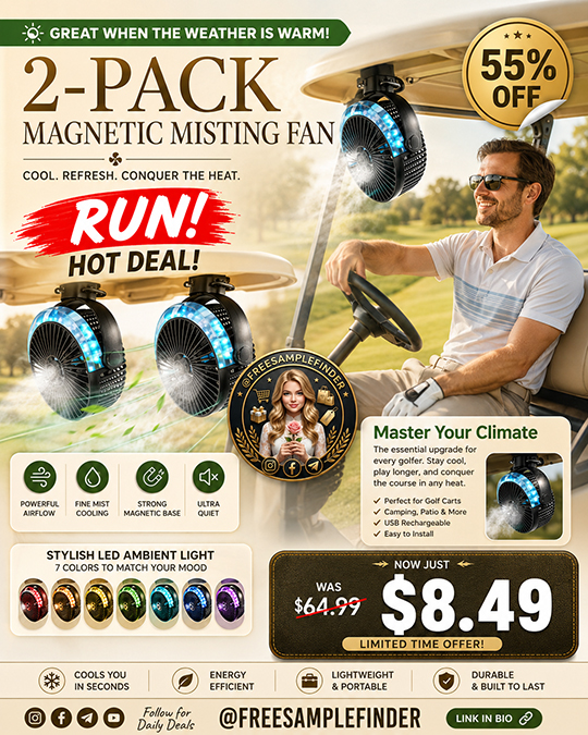 2-Pack Magnetic Misting Fan Only $29.99 (Regularly $64.99)