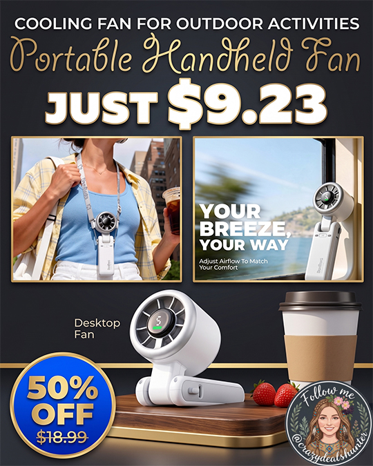 Portable Handheld Fan Only $9.23 (Regularly $18.99)