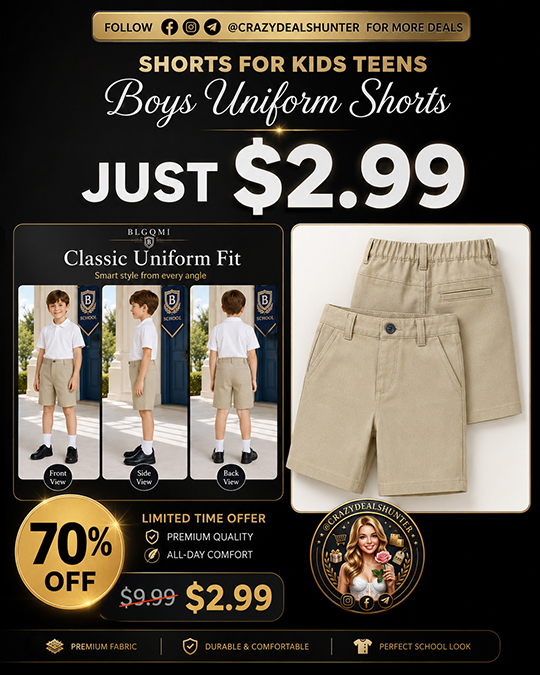 Boys Uniform Shorts Only $2.99 (Regularly $9.99)
