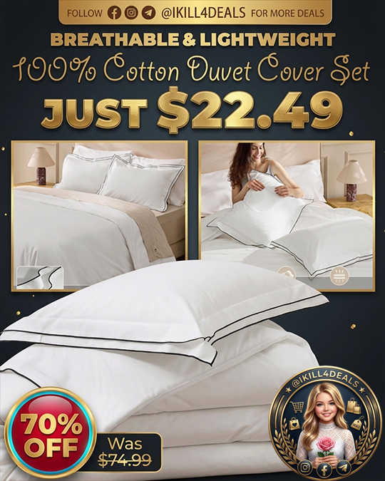 100% Cotton Duvet Cover Set Only $22.49 (Regularly $74.99)
