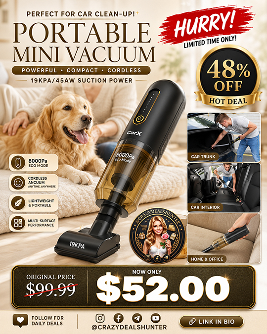 Portable Mini Vacuum Only $52 (Regularly $99.99)