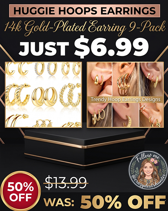 14k Gold-Plated Earrings 9-Pack Only $6.99 (Regularly $13.99)