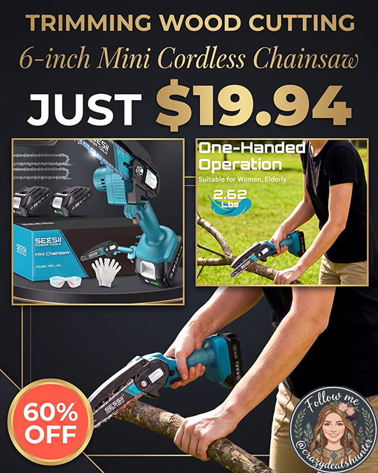 6-inch Mini Cordless Chainsaw Only $19.94 (Regularly $49.99)