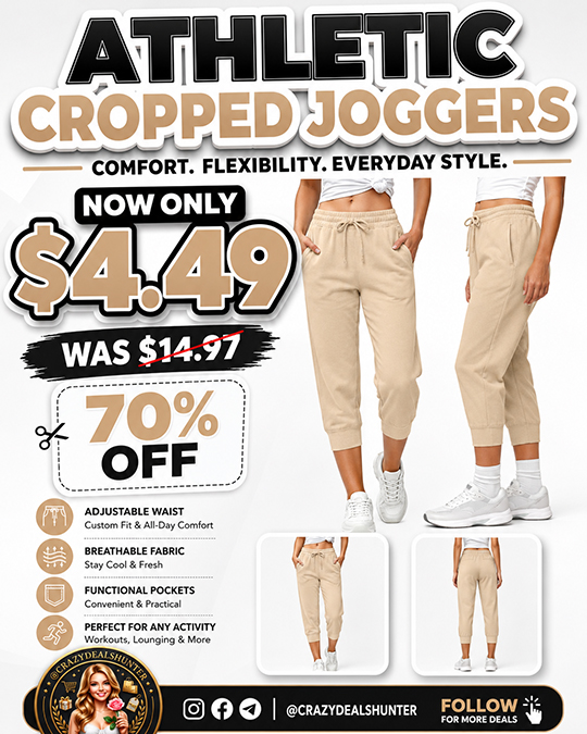 Athletic Cropped Joggers Only $4.49 (Regularly $14.97)