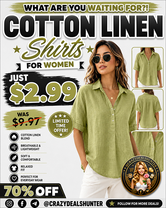 Cotton Linen Shirts for Women Only $2.99 (Regularly $9.97)