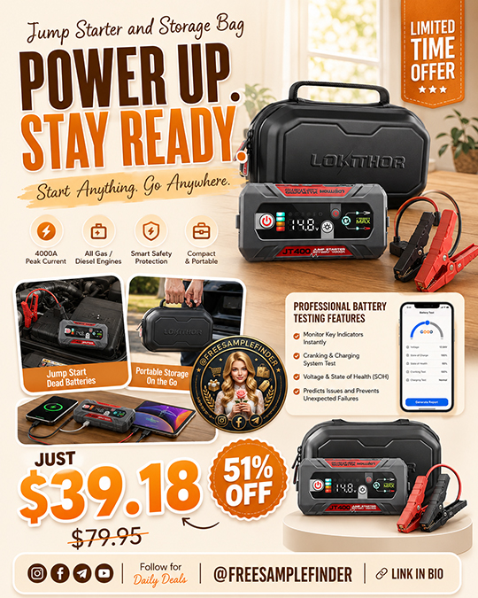 Jump Starter and Storage Bag Only $39.18 (Regularly $79.95)