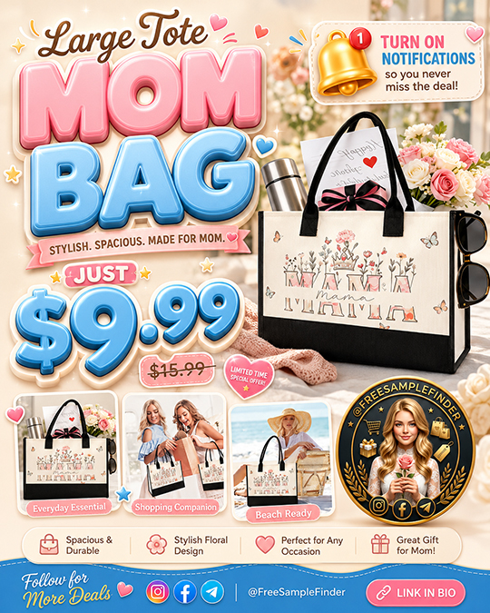 Large Tote Mom Bag Only $9.99 (Regularly $15.99)