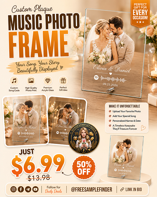 Custom Plaque Music Photo Frame Only $6.99 (Regularly $13.98)