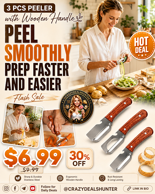 3 PCS Peeler with Wooden Handle Only $6.99 (Regularly $9.99)