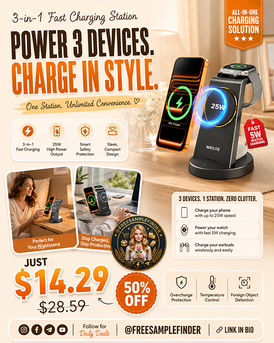 3 in 1 Fast Charging Station Only $14.29 (Regularly $28.59)