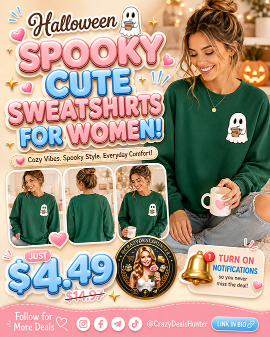 Halloween Sweatshirts for Women Only $4.49 (Regularly $14.97)