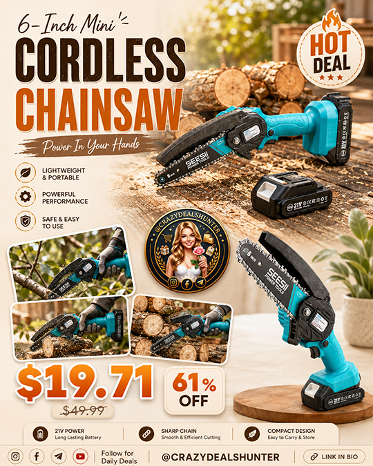 6-inch Mini Cordless Chainsaw Only $19.71 (Regularly $49.99)