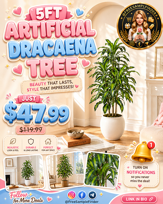 5FT Artificial Dracaena Tree Only $47.99 (Regularly $119.99)