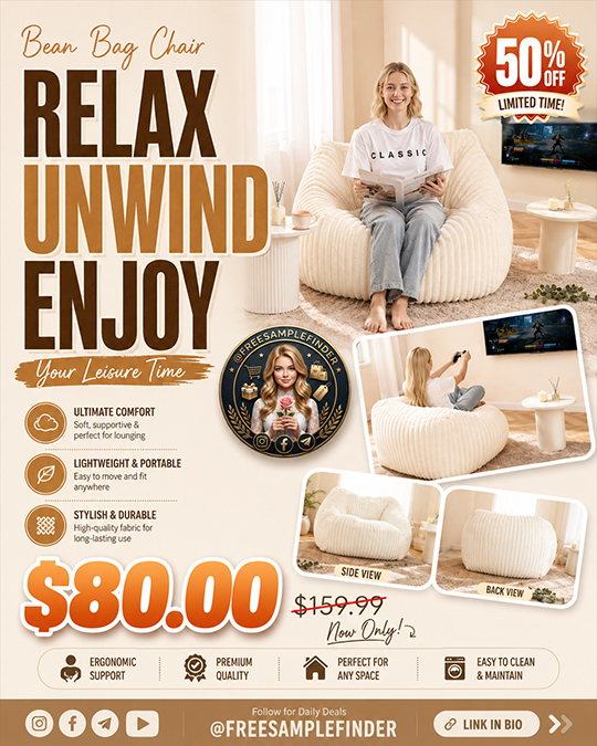 Bean Bag Chair Only $80.00 (Regularly $159.99)