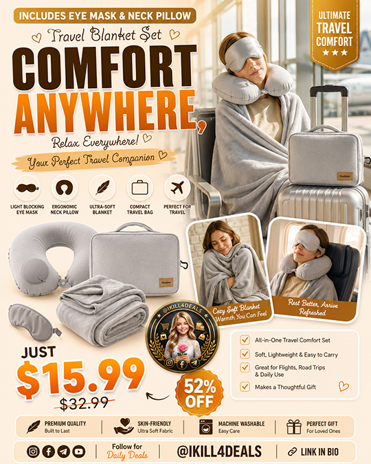 Travel Blanket Set Only $15.99 (Regularly $32.99)